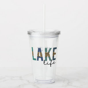 Verre En Acrylique Typographie d'impression de Lake Life Cheetah