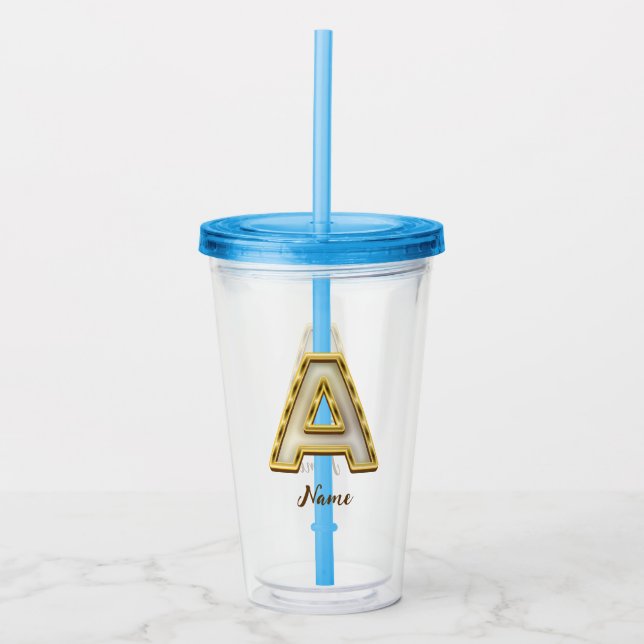 Verre En Acrylique Typographie originale A Monogram Gold (Devant)