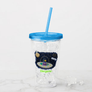 Verre En Acrylique Un joli poisson heureux dans l'espace dessin animé