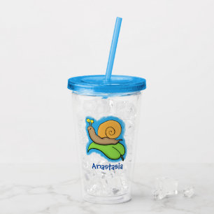 Verre En Acrylique Un mignon escargot heureux sur une illustration d'
