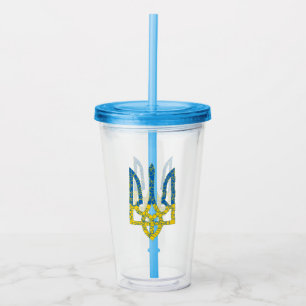 Verre En Acrylique Un trident ukrainien texturé drapeau d'Ukraine cou
