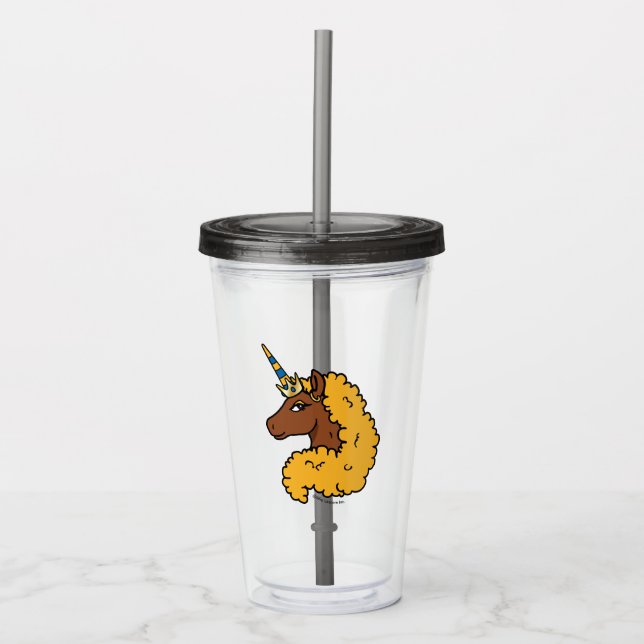 Verre En Acrylique Unicorne Afro Jaune (Devant)