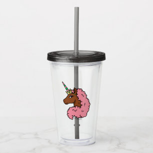 Verre En Acrylique Unicorne Afro Rose clair