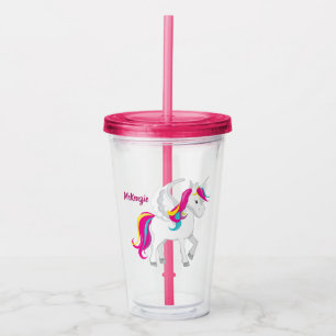 Verre En Acrylique Unicorne personnalisée Cute
