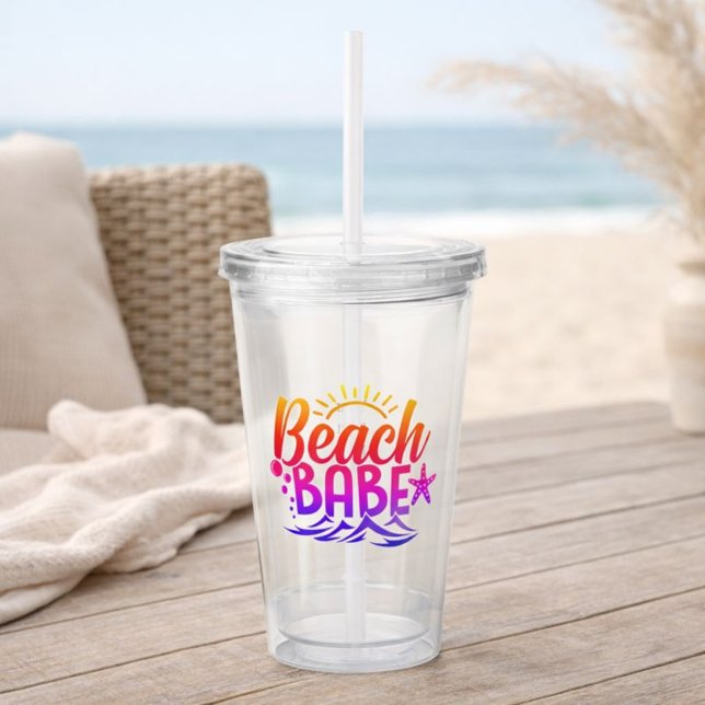 Verre En Acrylique Vacances d'été de la fille de plage (Créateur téléchargé)