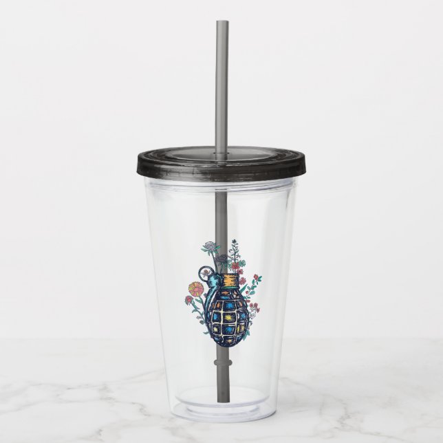 Verre En Acrylique Vase de grenade à main de fleurs (Devant)