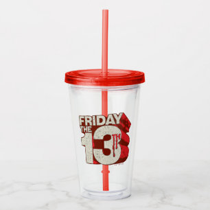 Verre En Acrylique Vendredi 13   Logo 3D empilé saignant