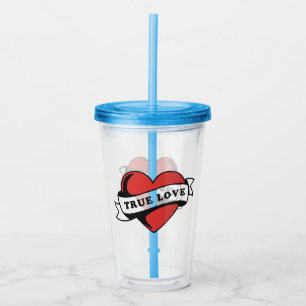 Verre En Acrylique Véritable amour Tatouage Coeur Design romantique