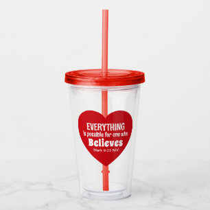 Verre En Acrylique Verset biblique miracle Rouge Cœur Encourageant Cr