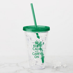 Verre En Acrylique Vert Gardez le calme et continuer