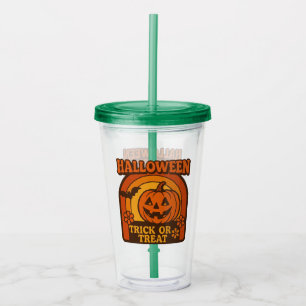 Verre En Acrylique Vintage 1970 Trick or Treat Halloween
