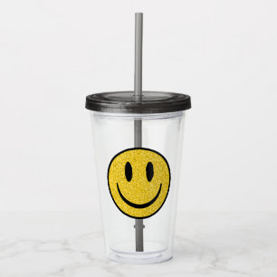 Verre En Acrylique Visage de sourire parties scintillant