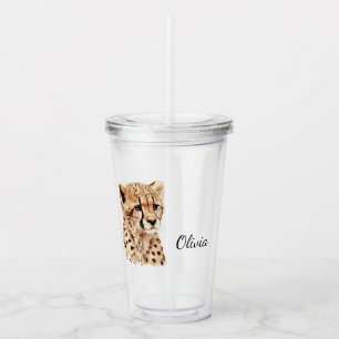 Verre En Acrylique Visage personnalisé Cheetah