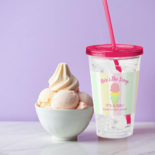 Verre En Acrylique Voici la Glace Crème de la Fête Prénatale d'Été Bé