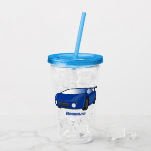 Verre En Acrylique Voiture de sport bleue avec illustration airfos