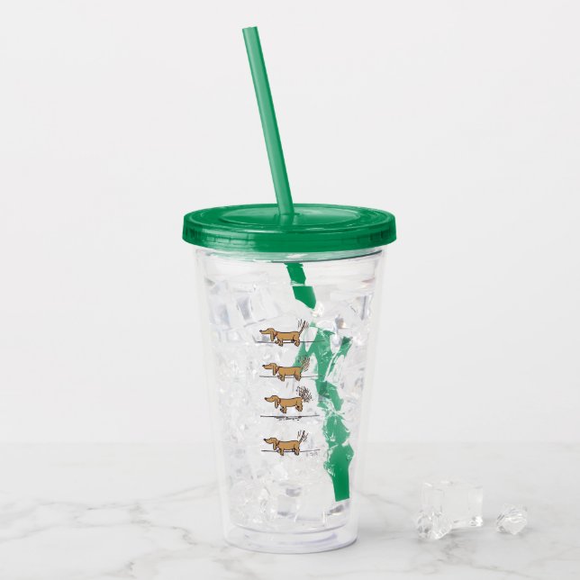 Verre En Acrylique Volant Dachshund brun acrylique vert tumbler (Devant glace)