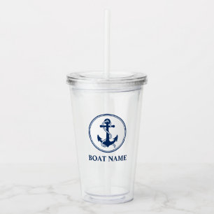 Verre En Acrylique Votre nom de bateau Rope & Ancre