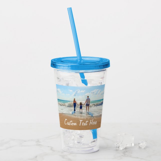 Verre En Acrylique Votre photo préférée Acrylique Tumbler Texte perso (Devant glace)