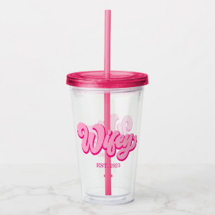 Verre En Acrylique Wifey Est Rose Retro. Année fiancée de mariée