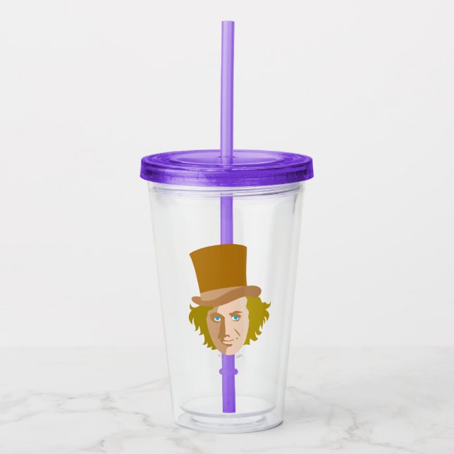Verre En Acrylique Willy Wonka Stenciled Face Graphic (Devant)