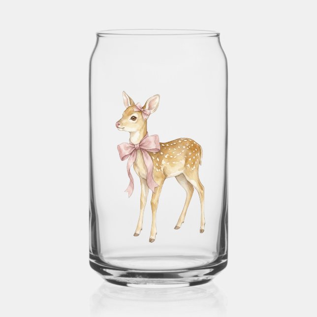 Verre en forme de canette Faon à l'aquarelle migno (Recto)
