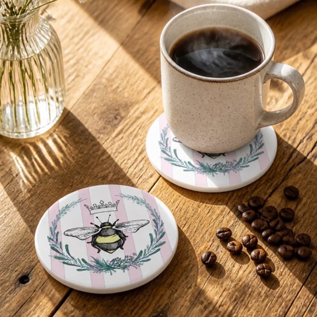 Verre En Grès Abeille Couronnée dans une Couronne | Dessous de V (Créateur téléchargé)