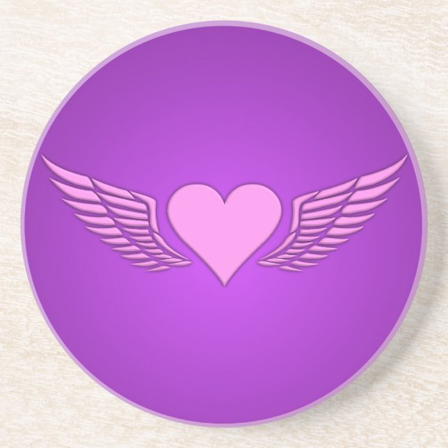 Verre En Grès Ailes de l'amour dessous de verre, personnaliser (Devant)
