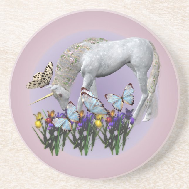 Verre En Grès Beurre de licorne blanche Imaginaire Dessous de ve (Devant)