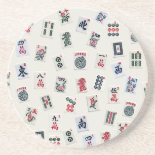 Verre En Grès Carreaux de Mahjong sur badge pastel Dessous de ve