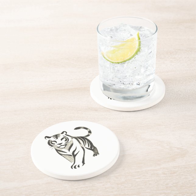 Verre En Grès Dessin de tigre de marche - Design de Dessous de v (Côté)