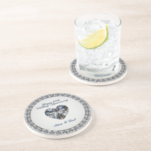 Verre En Grès Diamond Heaert 60e Mariage Anniversaire Dessous de