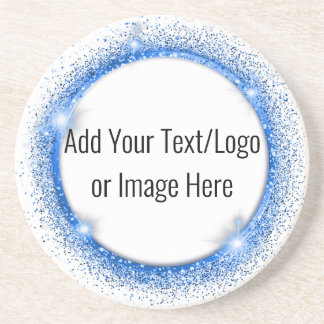 Verre En Grès Faux Blue Parties scintillant Cercle Dessous de
