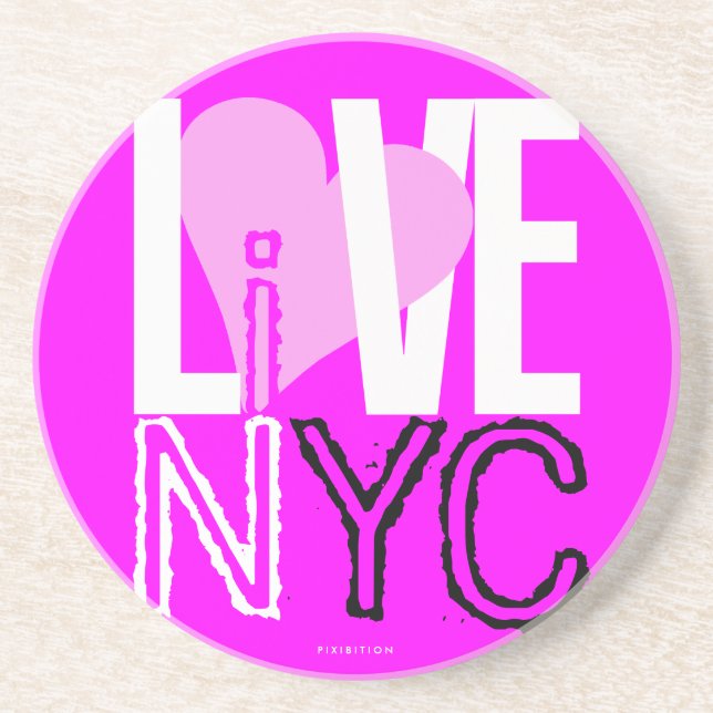 Verre En Grès L'amour NYC vivent dans le rose 3 de dessous de (Devant)
