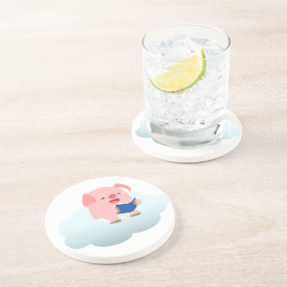 Verre En Grès Lecteur de cochon de dessin mignon sur le Dessous