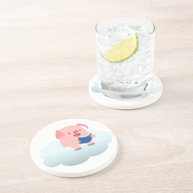 Verre En Grès Lecteur de cochon de dessin mignon sur le Dessous  (Côté)