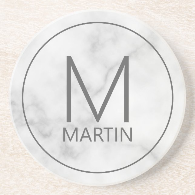 Verre En Grès Monogramme personnalisé moderne et Dessous de verr (Devant)