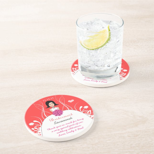 Verre En Grès Pink & Coral side Part Bridesmaid Gown Dessous de  (Côté)