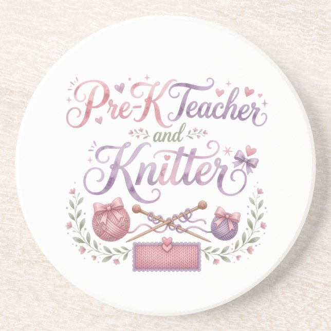 Verre En Grès Professeur de maternelle et tricoteuse dessous de  (Devant)