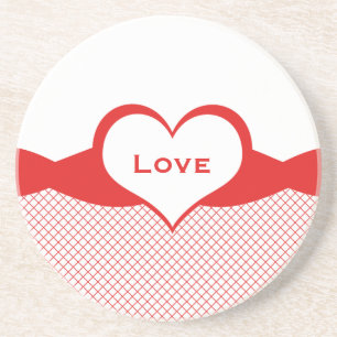 Verre En Grès Sassy Heart Fishnet Love Dessous de verre, Rouge