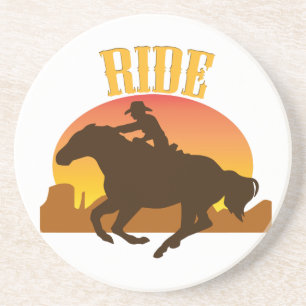 Verre En Grès Western Cowboy Cowgirl Horse Barn Rodeo Dessous de