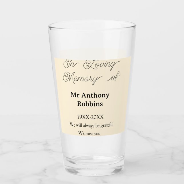 Verre En souvenir affectueux de nom souvenir funéraire (Devant)