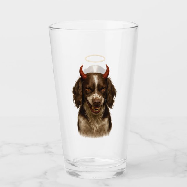 Verre English Springer Spaniel Angel / Devil Glass (Devant)