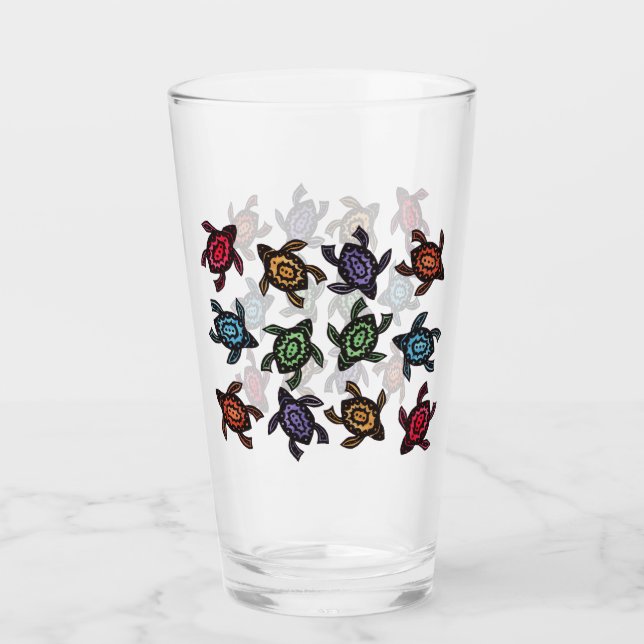 Verre Ensemble de coquilles abstraites de tortues noires (Devant)