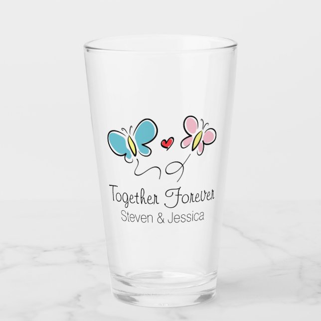 Verre Ensemble Pour toujours de mignons papillons nouvel (Devant)