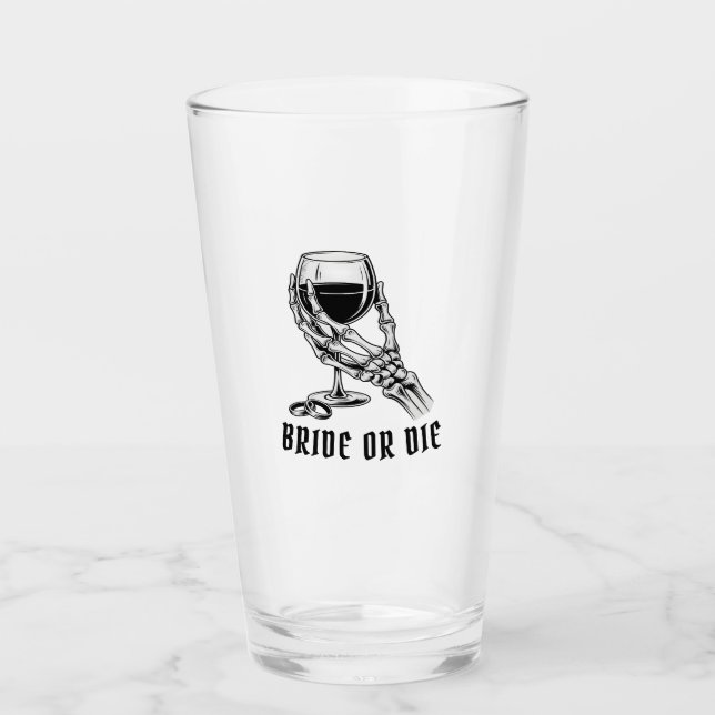 Verre Enterrement de vie de jeune fille gothique squelet (Devant)