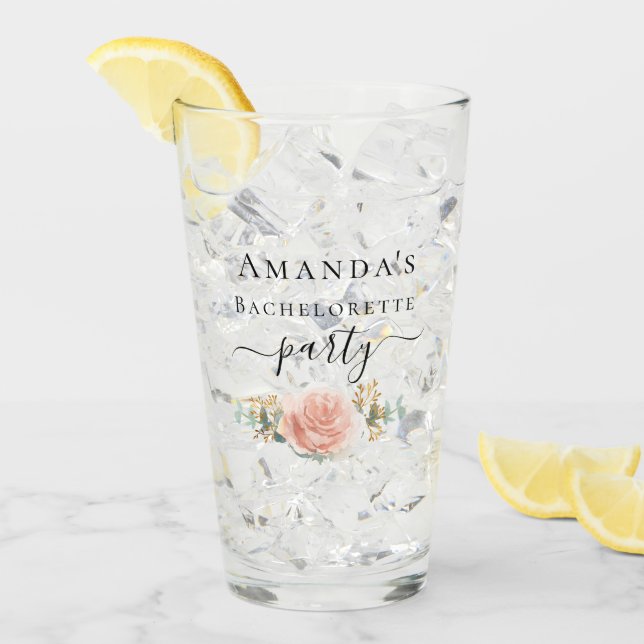 Verre Enterrement de vie de jeune fille rose gold floral (Devant glace)