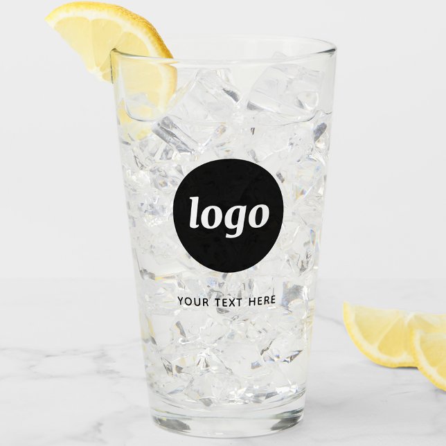 Verre Entreprise Simple Logo et Texte (Logo with text business promotional glass tumbler)