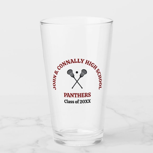 Verre Équipe de crosse de lycée Maroon personnalisée (Devant)