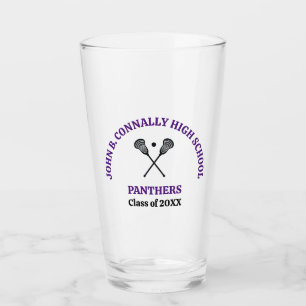 Verre Équipe de crosse de lycée violet personnalisée