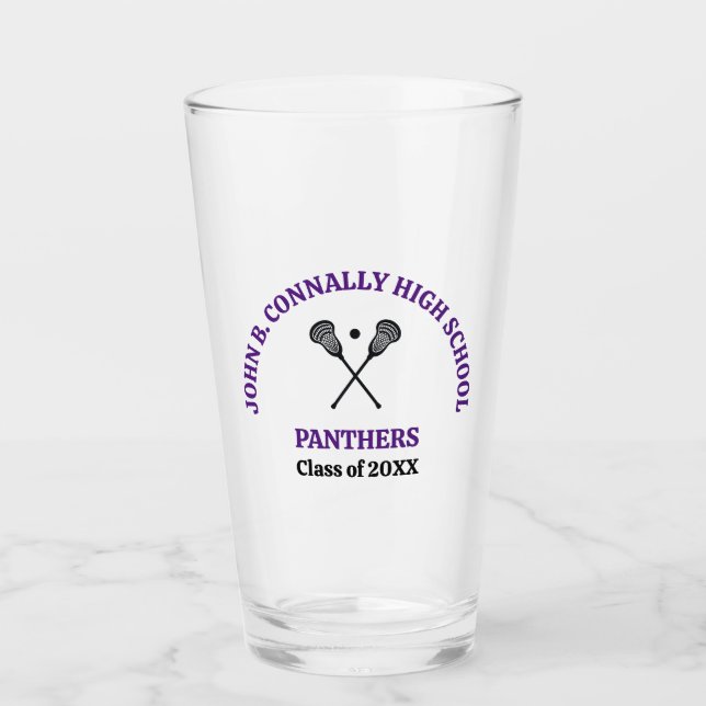 Verre Équipe de crosse de lycée violet personnalisée (Devant)